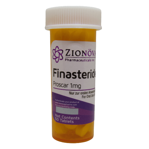 Zionova Finasteride 1mg tablets, 50 count bottle.