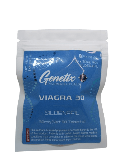 Pack of 50 Sildenafil Citrate 30mg tablets.