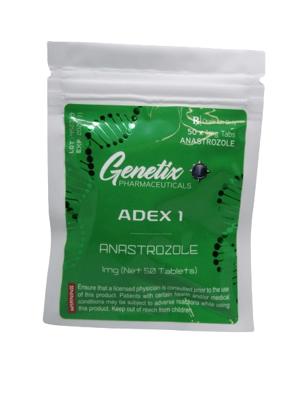 Genetix Pharma Anastrozole 1mg tablets bottle, 50 count.
