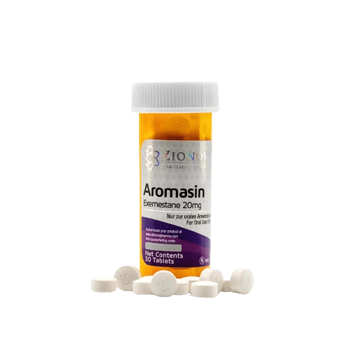 Zionova Aromasin Exemestane 20mg tablets bottle.