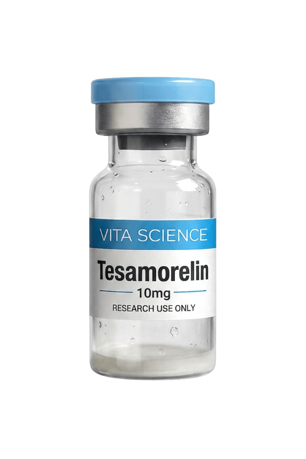 Lyophilized Tesamorelin research vial, 10mg