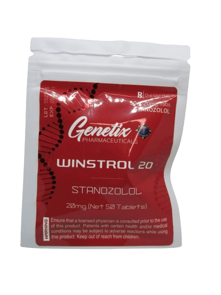 Bottle of Winstrol 20mg tablets by Genetix Pharma.